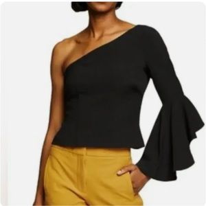 Eliza J one shoulder black top